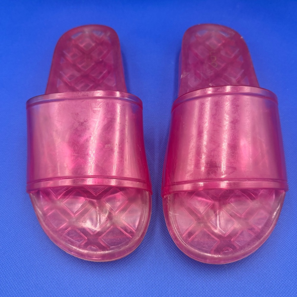 Aldo Pink Jelly Slide Sandals Translucent Flat Beach Shoes 8 Barbie Pool Retro